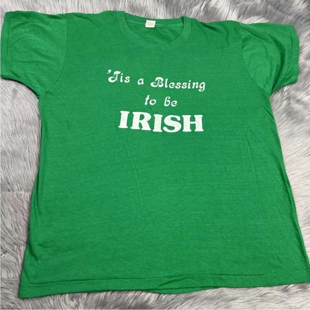 Vintage 1984 Blessing To Be Irish Fleming Family Reunion Kansas Green Shirt